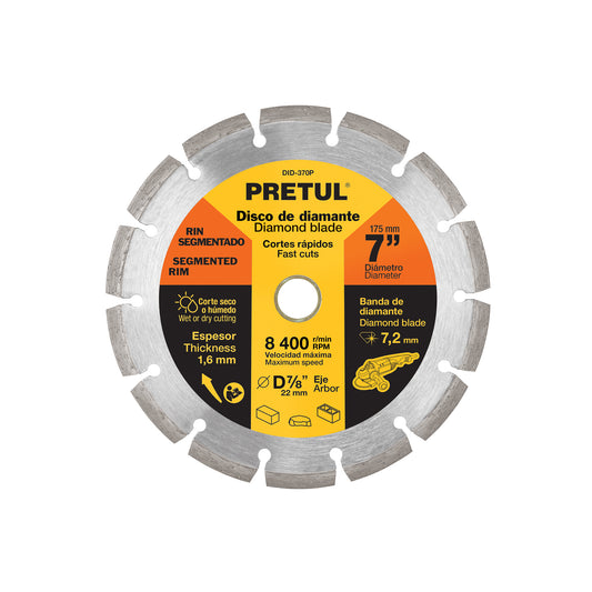 DISCO PRETUL DIAMANTE RIN SEGMENTADO DE 7 PLG 27033