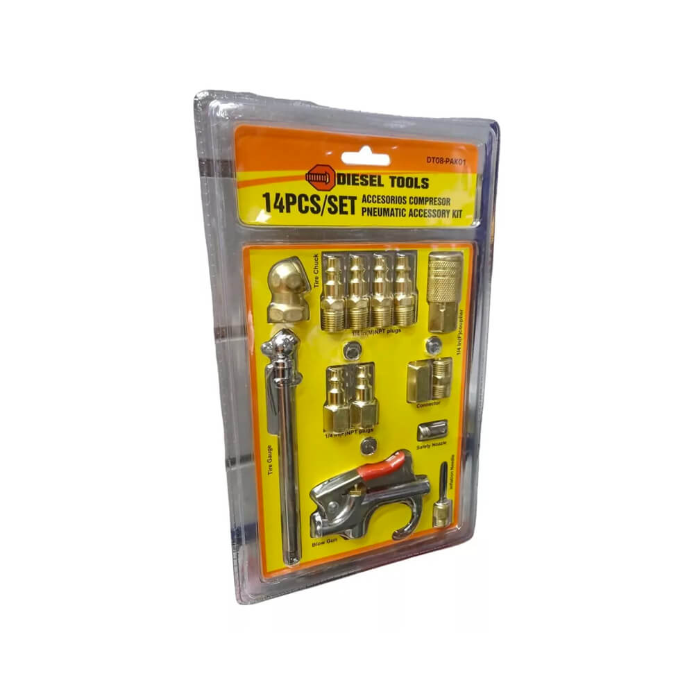 ACCESORIOS COMPRESOR 14PCS DIESEL TOOLS DT08-PAK01