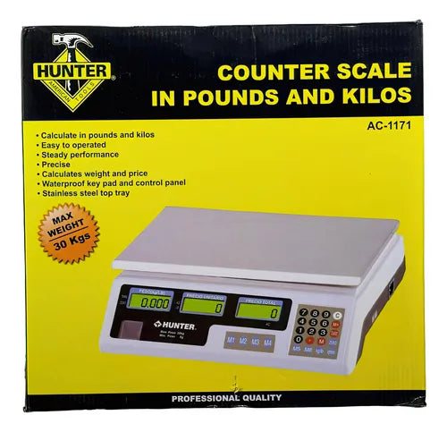 BALANZA DIGITAL EN LIBRAS Y KILOS MAX 30 KG  HUNTER  AC-1171