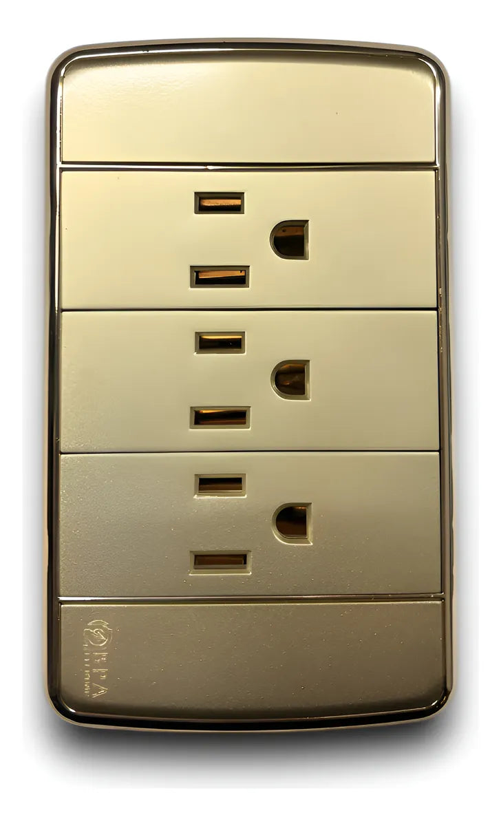 RECEPTACULO TRIPLE DORADO BPA ELECTRIC CT00004DO