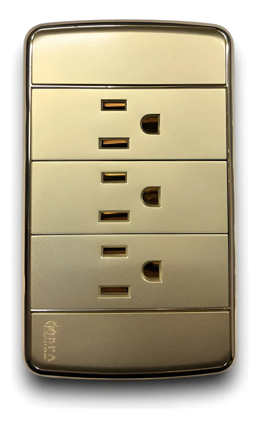 RECEPTACULO TRIPLE DORADO BPA ELECTRIC CT00004DO