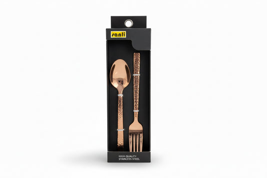 SET ROSE GOLD DE CUCHARAS Y TENEDORES SANLI 12PCS