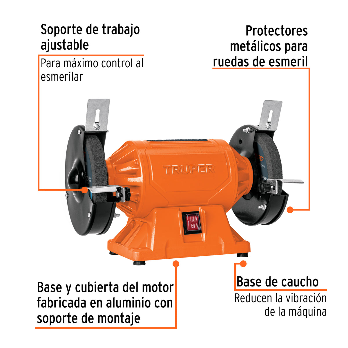 ESMERIL DE BANCO 1/2HP 370W 6PLG TRUPER 12785
