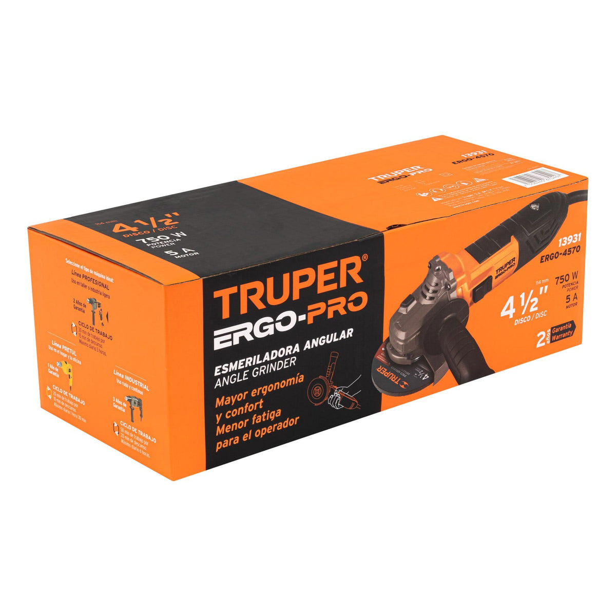 ESMERILADORA ANGULAR TRUPER  4 1/2PLG 750W 13931