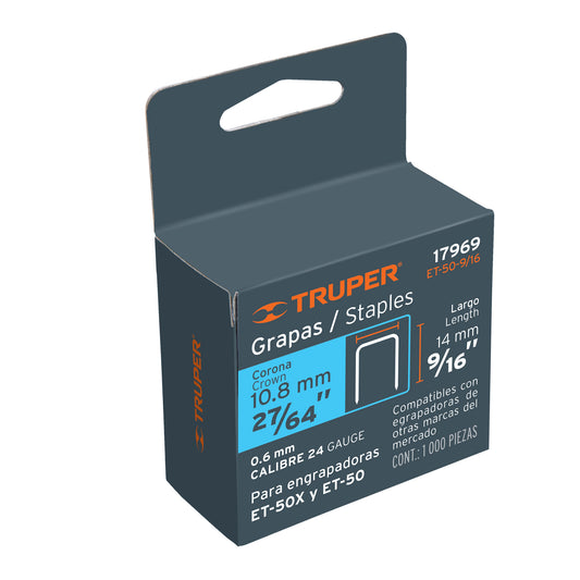 GRAPAS 1000pcs 9/16" CORONA 10.7MM PARA-ET-50, TRUPER