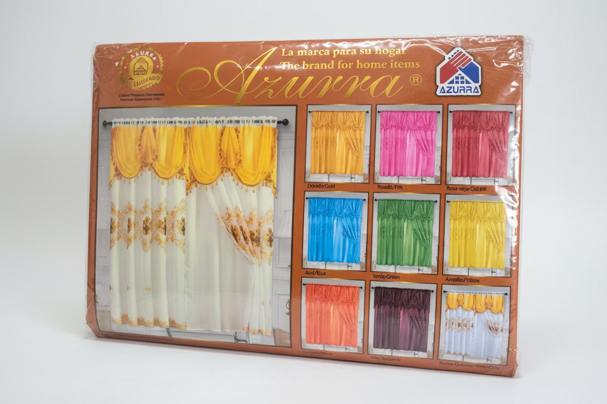 CORTINA DE TERYLENE 2 PIEZAS 60 × 66 PULGADAS + 17 PULGADAS AZURRA CRY-20916