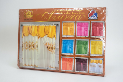 CORTINA DE TERYLENE 2 PIEZAS 60 × 66 PULGADAS + 17 PULGADAS AZURRA CRY-20916