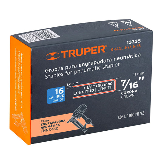 CAJA CON 1000 GRAPAS 7/16 TRUPER 13335