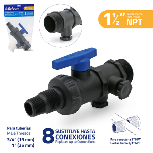 MULTICONECTOR PARA TANQUE DE AGUA GRIVEN GV-TV-12