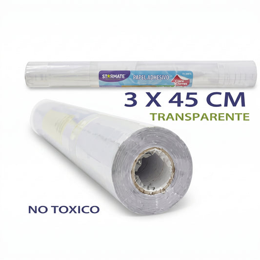 PAPEL ADESIVO TRANSPARENTE PARA FORRAR 3MX45CM