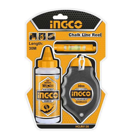 TIRA LINEA 30M+TIZA 113G+NIVEL INGCO HCLR0130