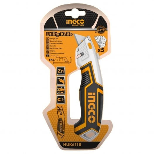 CUCHILLA RECTRACTIL MULTIUSOS INGCO HUK6118 180X45MM