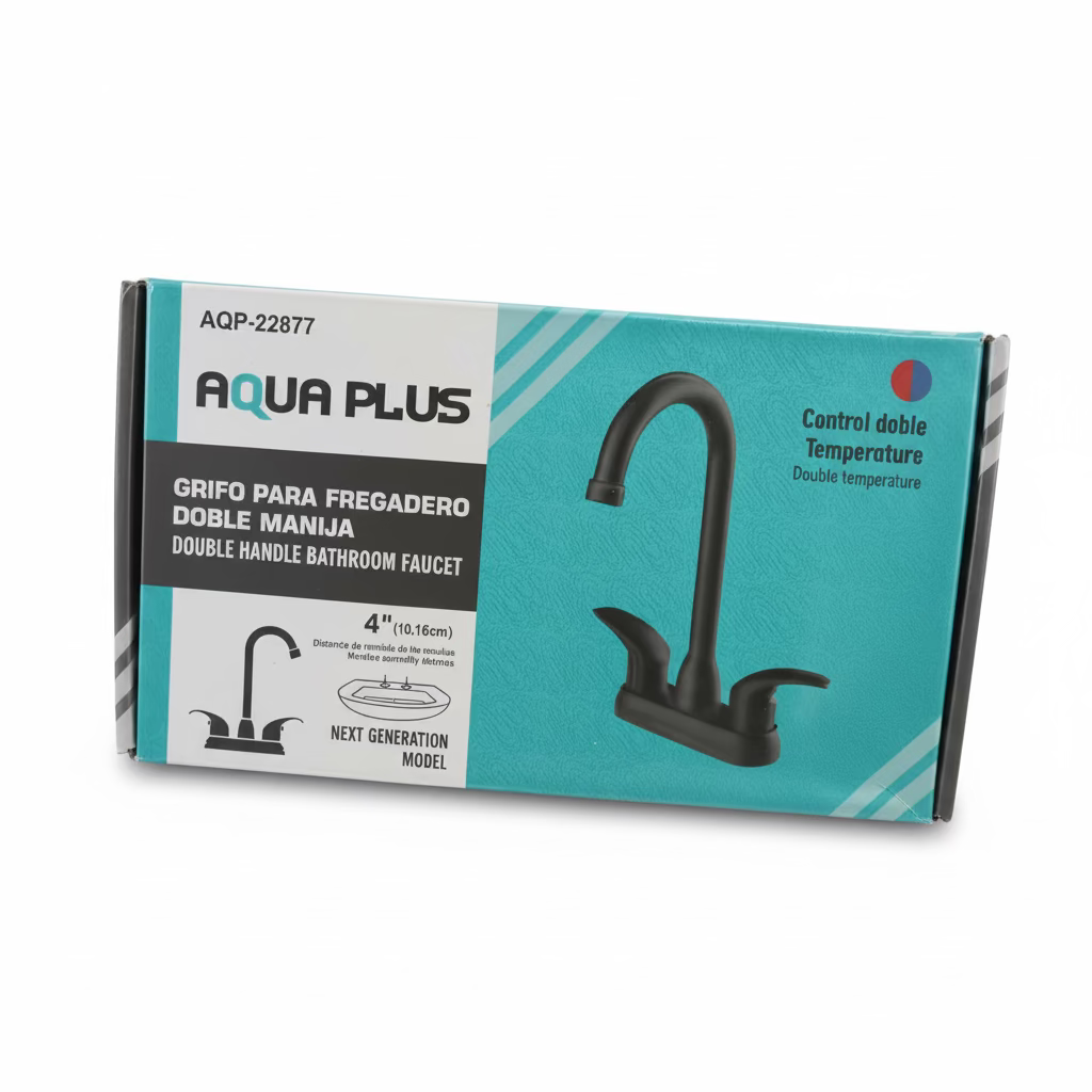 GRIFO PARA FREGADERO DE 4 PLG NEGRO AQUA PLUS AQP-22877