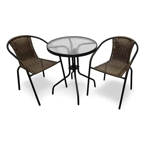 JUEGO DE MESA REDONDA DE VIDRIO 60×60+ 2 SILLAS IRS0021-1