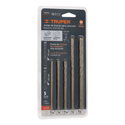 JUEGO DE 5 BROCAS PARA CONCRETO TRUPER 102705