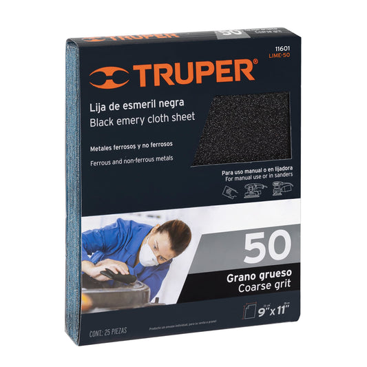 LIJA DE ESMERIL NEGRA PARA HIERRO GRANO 50 TRUPER 11601