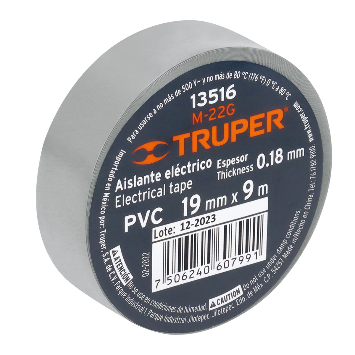 CINTA AISLANTE GRIS 19MMX9M TRUPER