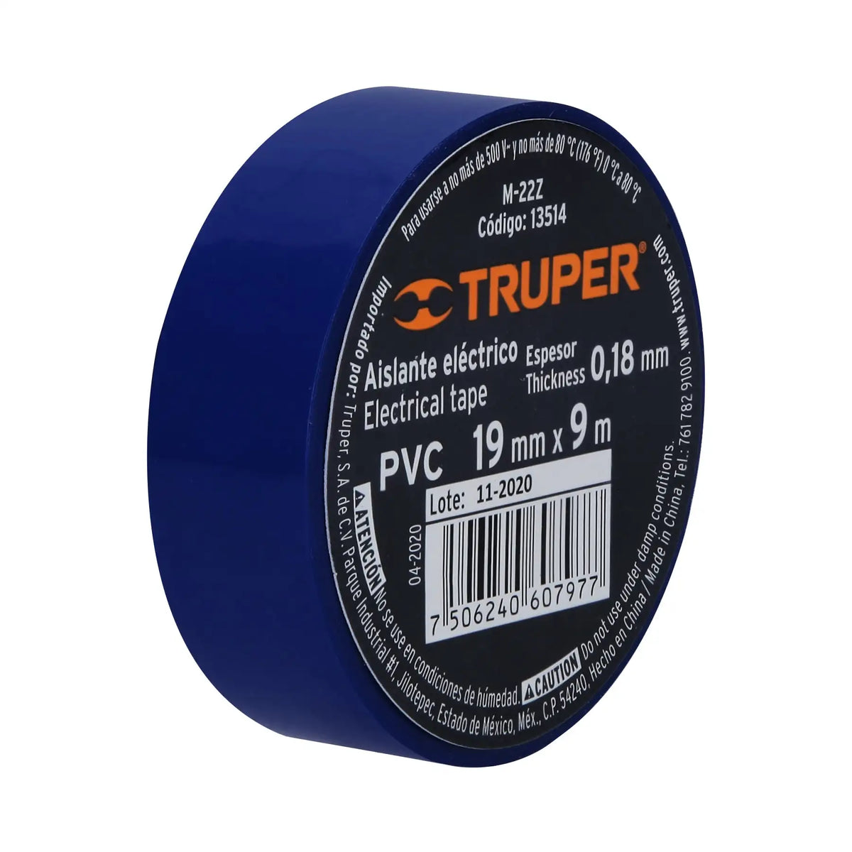 CINTA AISLANTE AZUL 19MMX9M TRUPER 13514
