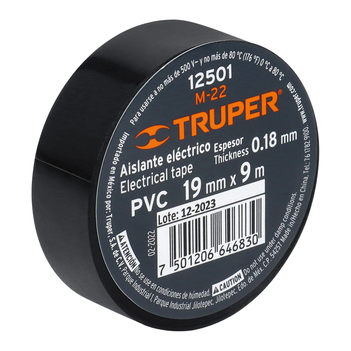CINTA ELECTRICA NEGRA 19MMX9M TRUPER 12501