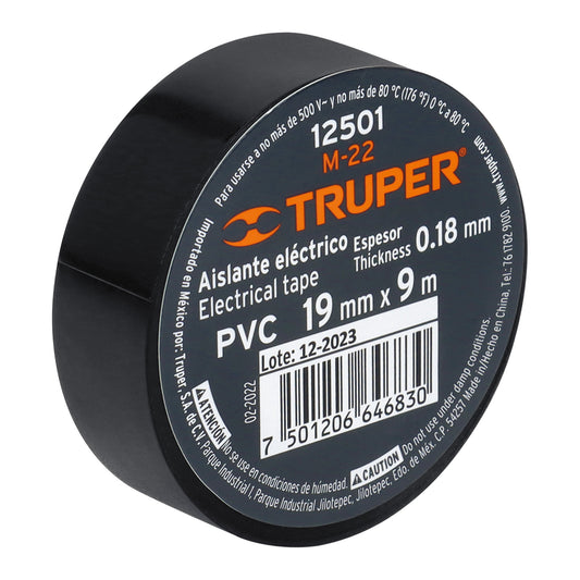 CINTA ELECTRICA NEGRA 19MMX9M TRUPER 12501