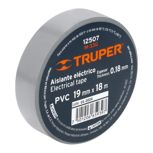 CINTA AISLANTE GRIS 19MMX18M TRUPER