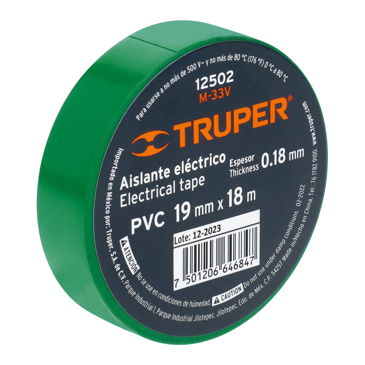 CINTA AISLANTE VERDE 19MMX18M TRUPER 12502