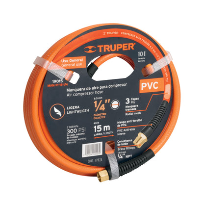 MANGUERA TRUPER DE AIRE PARA COMPRESOR DE 1/4 PLG 15 METRO 19015