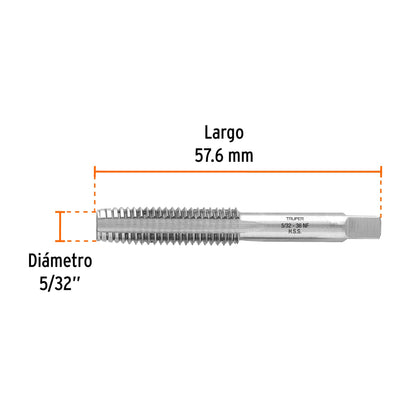 MACHUELO SEMICONICO 5/32PLGX36 CUERDA FINA TRUPER 11418