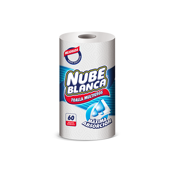PAPEL TOALLA NUBE BLANCA 60 HOJAS DOBLE ROLLO
