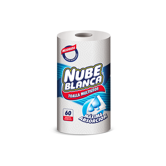 PAPEL TOALLA NUBE BLANCA 60 HOJAS DOBLE ROLLO