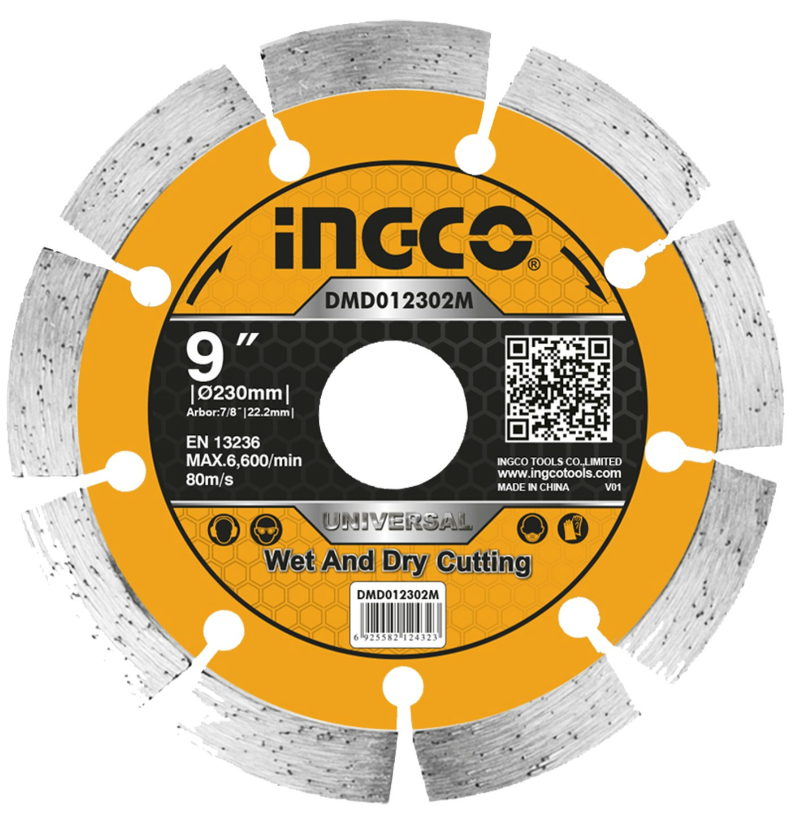 DISCO INGCO DIAMANTE SEGMENTADO CONCRETO DE 9 PLG DMD012302M