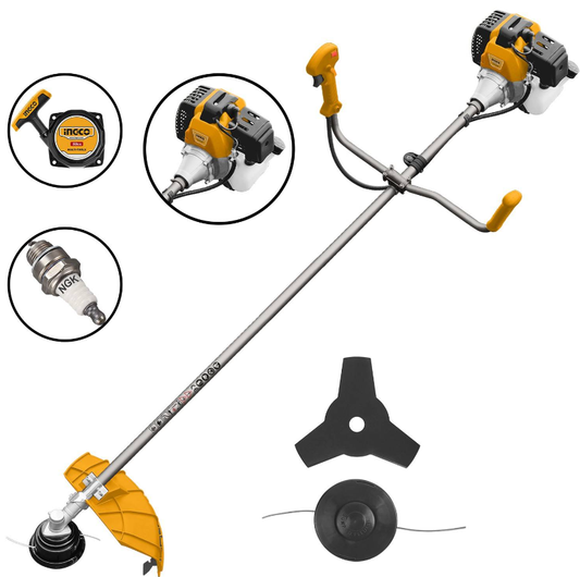 ORILLADORA MOTOR 2 TIEMPOS 42.7 cm3 1.49 kW (2 hp) CON HILO Y DISCO 3 ASPAS INGCO GBC5434411