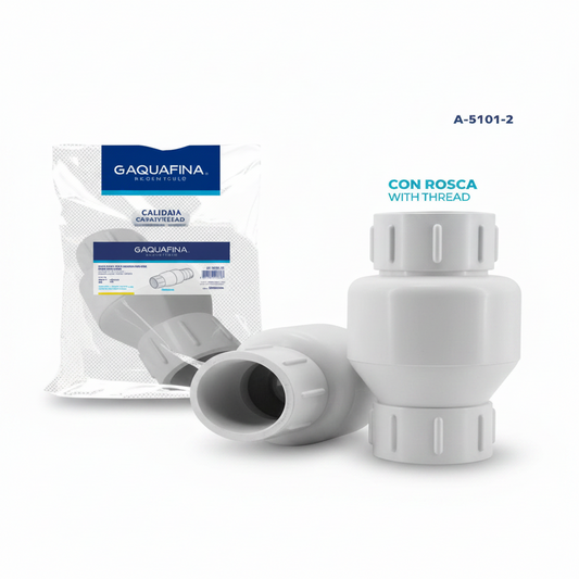 VALVULA CHECK PVC CON RESORTE Y ROSCA DE 2PLG AQUAFINA A-5101-2
