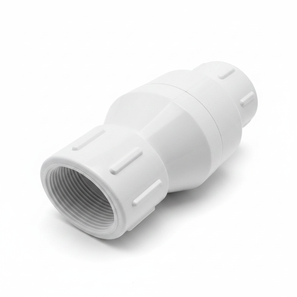 VALVULA CHECK PVC CON RESORTE Y ROSCA DE 1 1/2PLG AQUAFINA A-5101-11-2