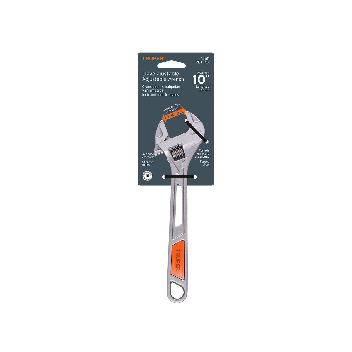 LLAVE AJUSTABLE DE 10 PLG TRUPER 15511