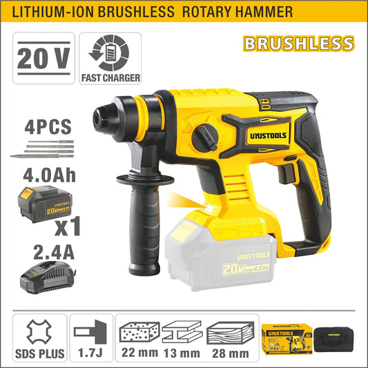ROTOMARTILLO INALAMBRICO SDS PLUS 2MM 1.7J 20V UYUSTOOLS UY-IRT204