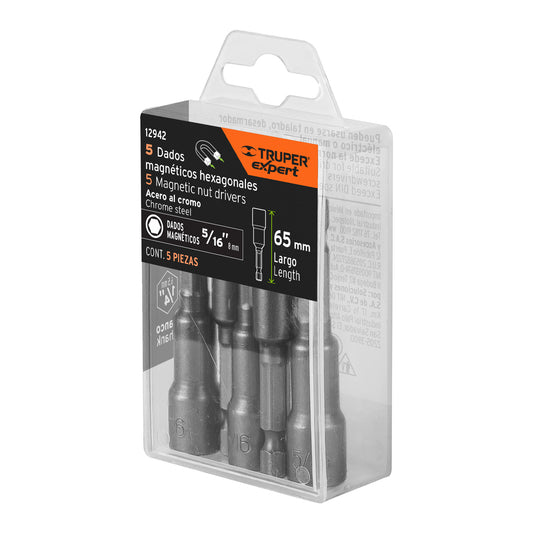 DADOS MAGNETICOS HEXAGONALES 65MM 5/16PLG TRUPER 12942