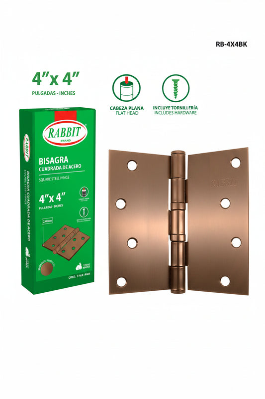 BISAGRA DE ACERO BRONCE 4X4PLG 2MM RABBIT RB-WH4X4-2