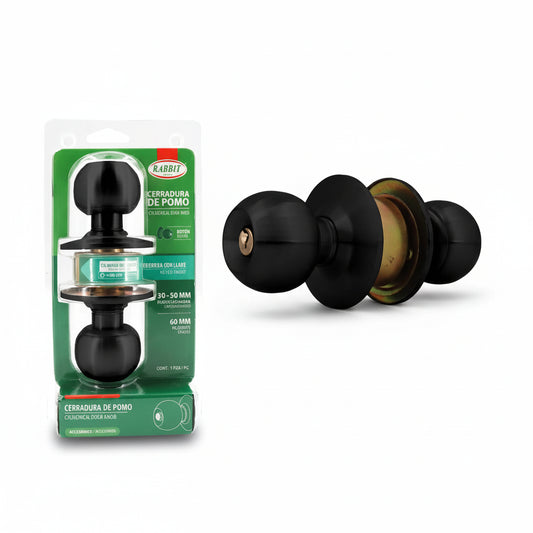 CERRADURA DE POMO NEGRO MATE RABBIT RB-587BK-BL
