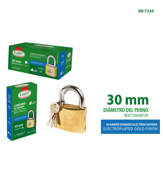 CANDADO DE BRONCE DORADO 30MM RABBIT RB-T230