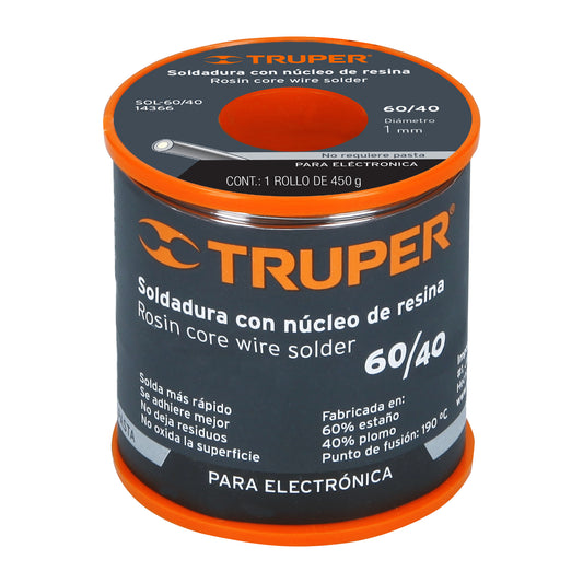 ESTAÑO PARA SOLDAR 60/40 450G POR ROLLO TRUPER 14366