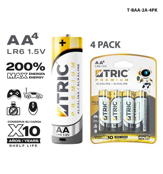 BATERIA ALCALINA AA-4 PACK TRIC T-BAA-2A-4PK