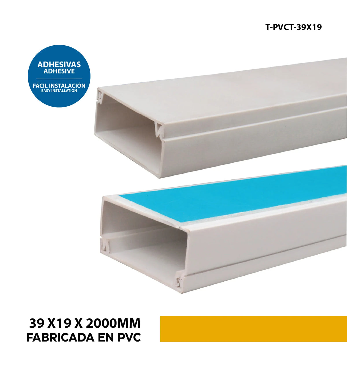CANALETA PARA CABLES CON ADHESIVO 39X19X2000MM TRIC T-PVCT-39X19