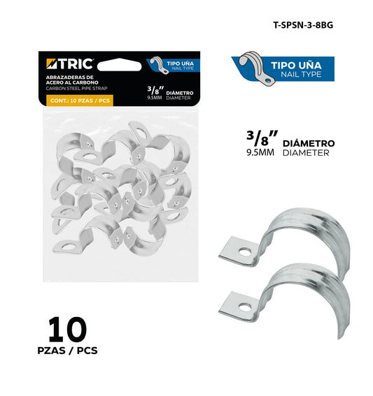 SET ABRAZADERA CONDUIT TIPO UÑA 3/8PLG TRIC T-SPSN-3-8BG