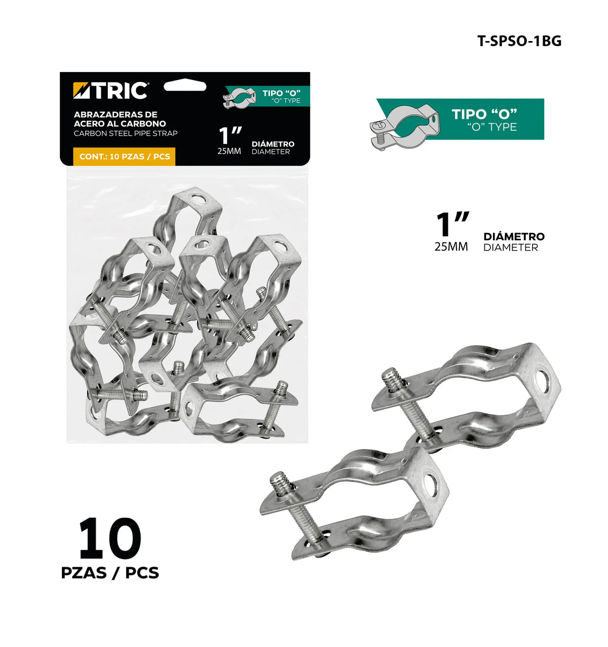 SET ABRAZADERA CONDUIT TIPO O 1PLG TRIC T-SPSOM-1BG