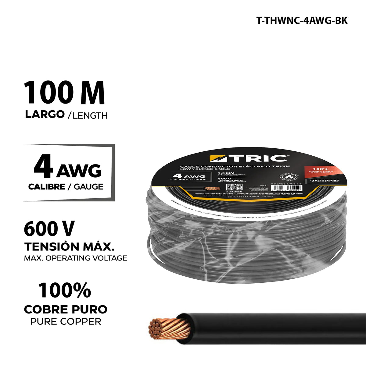 CABLE THHN CABLEADO TRIC #4