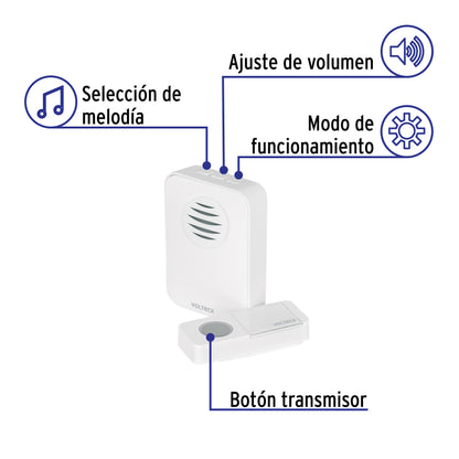TIMBRE INALAMBRICO DE PILAS 36 TONOS VOLTECK 46630