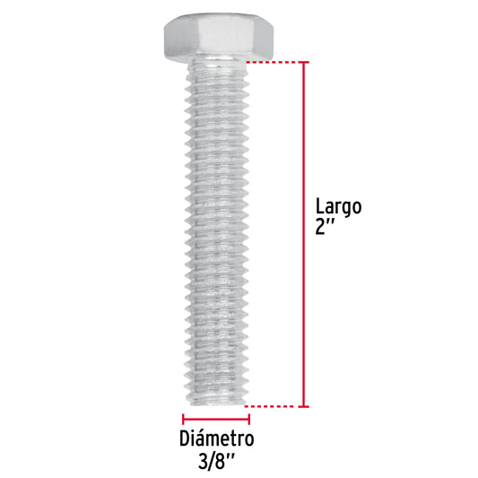 PERNO HEXAGONAL GALVANIDADO SIN TUERCA 3/8X2PLG FIERO 44578