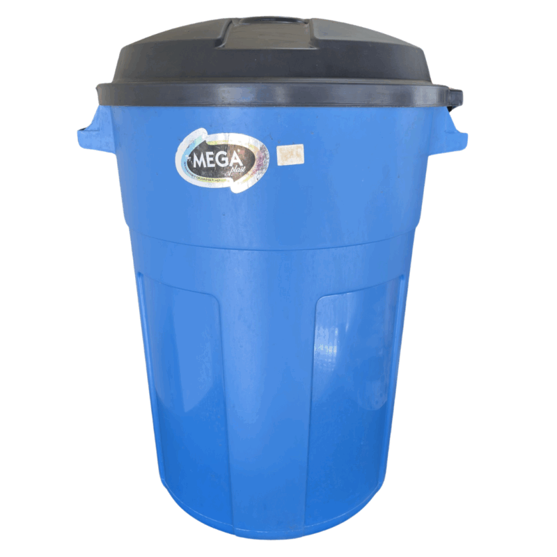 BASURERO MULTIUSOS 105 LTS TAPA NEGRA PESADO VINO SUAVE Y AZUL MAR MEGA 1136