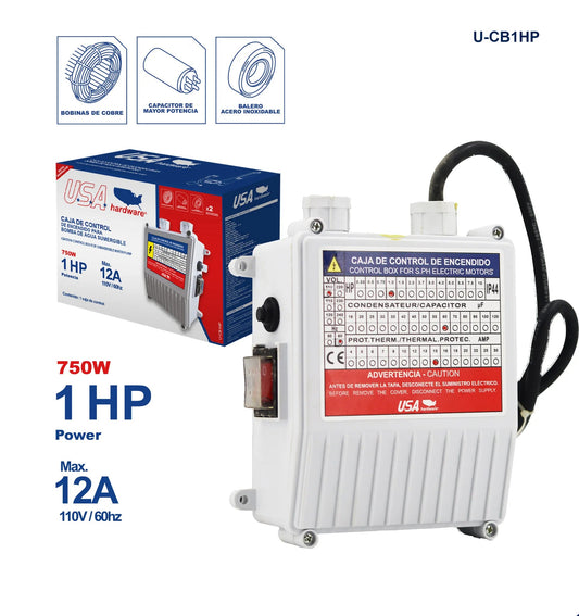 CONTROL DE ARRANQUE PARA BOMBA 1 HP 110V USA U-CB1HP